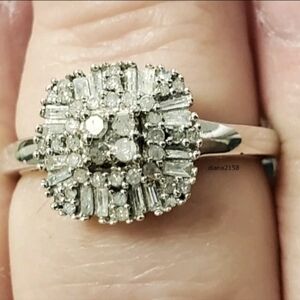 Platinum Over 925 Sterling Silver 0.50Cts Diamond Ring Size 9.25 (16.5 Grams)